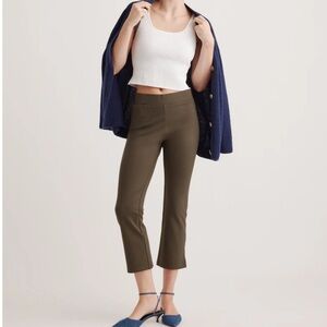 Quince Ultra-Stretch Ponte Kick Flare Pants size Large in Olive Green